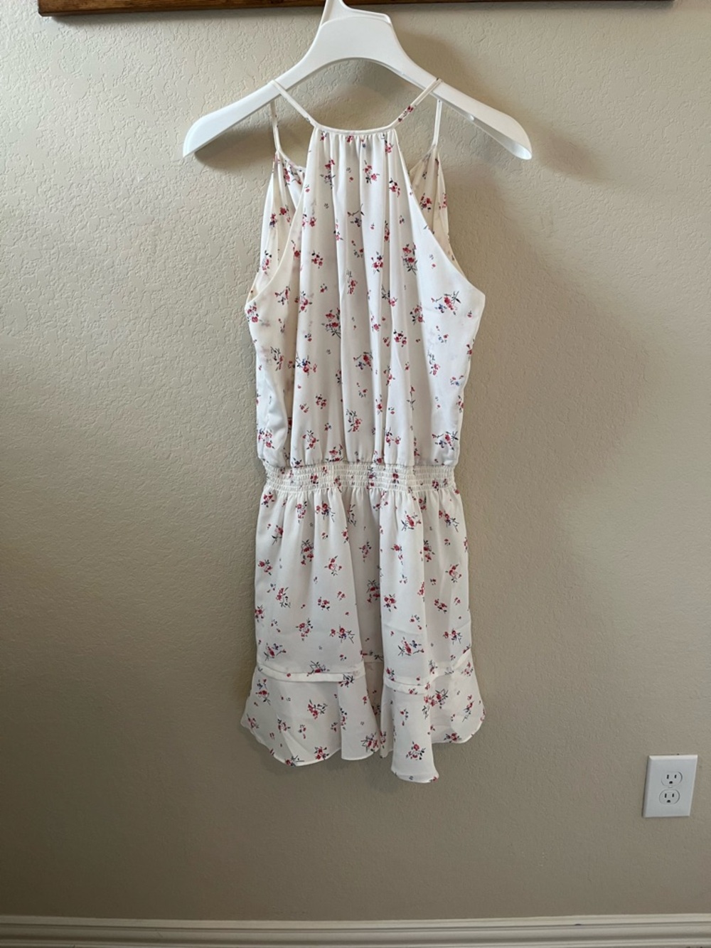 Parker Nathan Women’s White Floral Halter Mini Dress Blouson A-Line Size XS - Picture 8 of 9